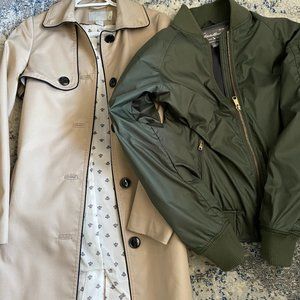 get discount with CCO event H&M trench coat and Eddie Bauer bomber jacket
